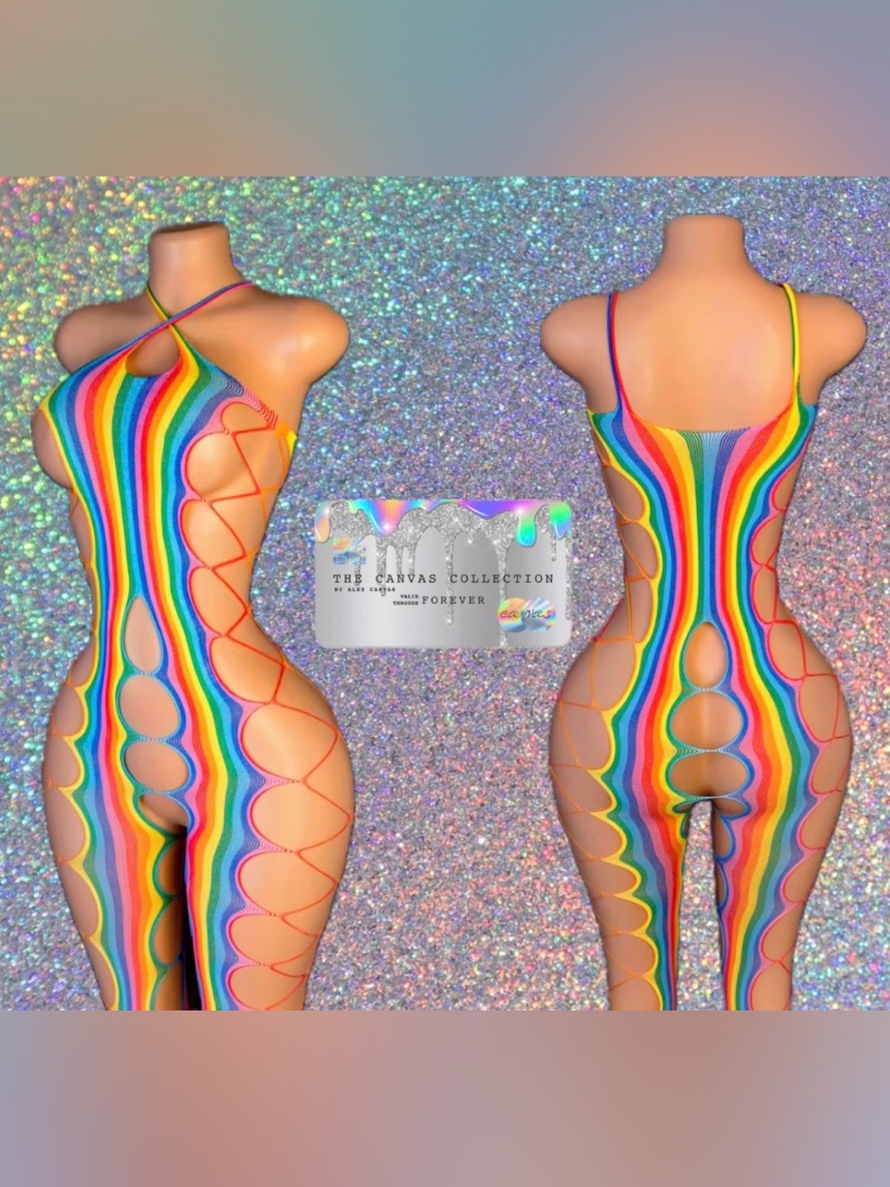EXOTIC DANCEWEAR: Rainbow Cutout Bodysuit